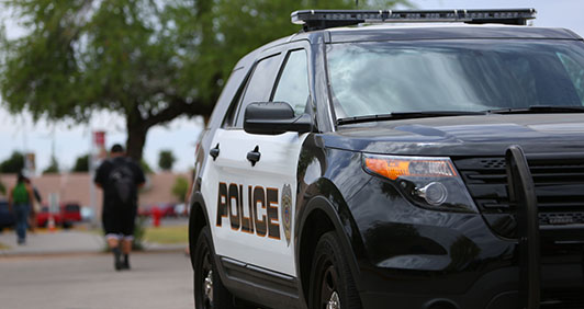 A College Police vehicle on campus