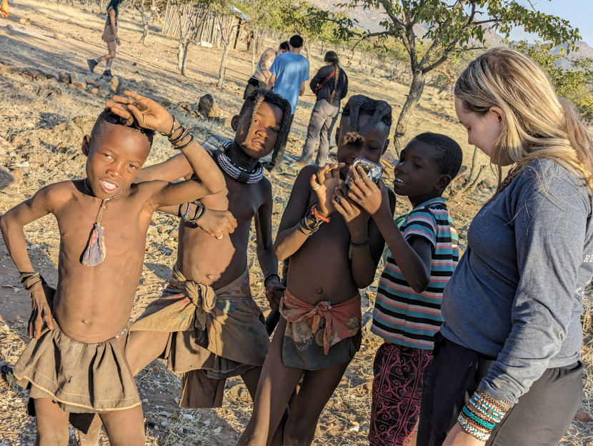 MCC student with Namibian villagers