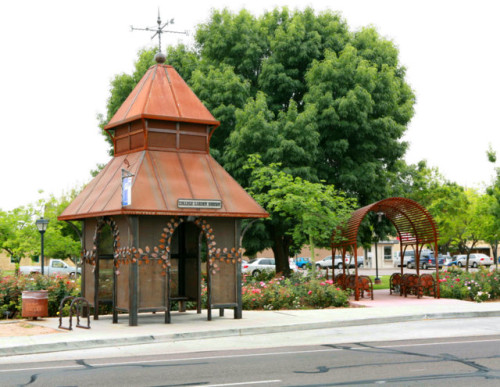 Bus shelter in the rose garden