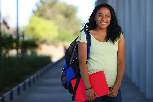 Student wearing backpack