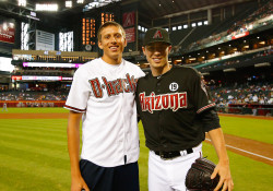 Pau Tonnensen with Arizona Diamondbacks All-Star pitcher Patrick Corbin.