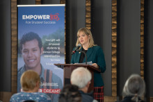 Tara Thue, president of AT&amp;T Mountain &amp; Desert States addresses attendees at MCC's EmpowerEd for Student Success campaign launch. 